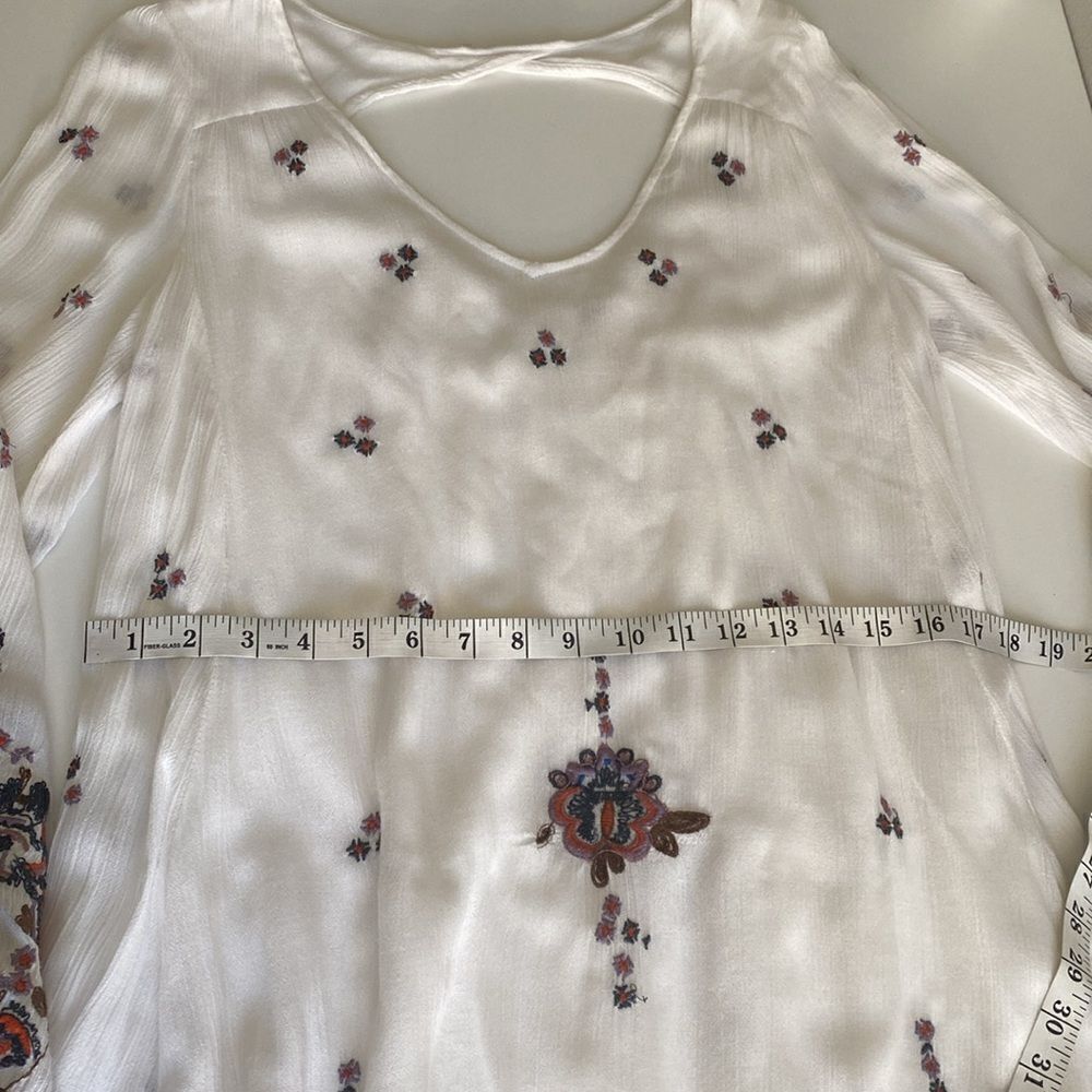 Free People Oxford White Embroidered Mini Swing Dress Size Small - Picture 11 of 16